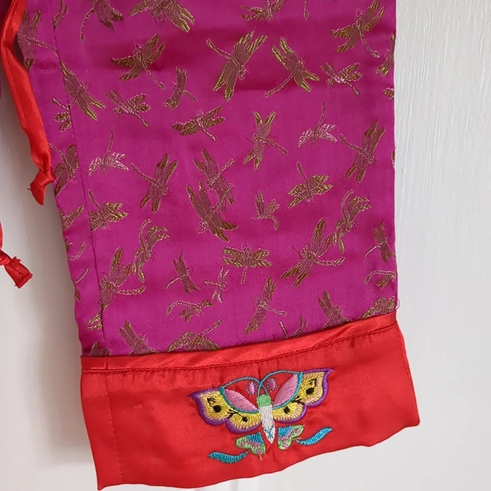 18M Mimi & Maggie Pink Red Gold Pants Shiny Dragonfly Drawstring Bottoms